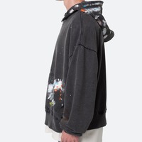 Sweat-shirt à capuche oversize pour homme, imprimé éclaboussures de peinture, streetwear, pull en coton tricoté, avec logo frontal et poche
