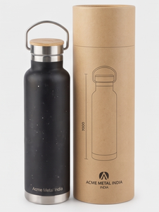 Botella de Agua Simple de Acero Inoxidable Negro Mate con Tapa de Madera, Ecológica y Saludable para Uso Diario, Viajes, Fitness, Hogar y Oficina - Product Image 6