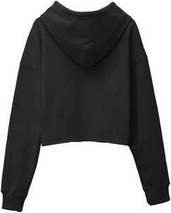 Sudaderas con capucha lisas recortadas de algodón con logotipo personalizado para mujer, sudadera de peso pesado, Top corto, sudaderas con capucha de punto informales - Product Image 5