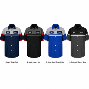 เสื้อช่างซ่อมแบบสั่งทำ |   เสื้อเชิ้ตยูนิฟอร์มแขนสั้นสำหรับผู้ชาย พร้อมชื่อและโลโก้ |   ชุดทำงานช่างซ่อมรถยนต์ |   ผู้ผลิตอุปกรณ์ดั้งเดิม - Product Image 5