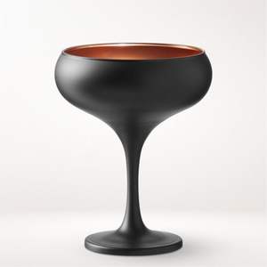 Copa de Vino de Metal Negro Mate de Lujo, Interior Plateado en Cobre, Copa Decorativa para Bodas, Centro de Mesa para Fiestas - Product Image 1