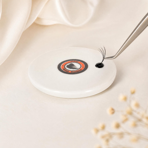 Best Selling Premium Korean White Round Handmade Ceramic Lash <b>Glue</b> Palette for Eyelash Extension <b>Glue</b> Remover Washable Plate - Product Image 6
