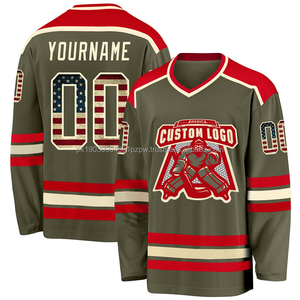 Camiseta de Hockey sobre Hielo Sublimada Personalizada para Hombre, Negra y Roja, con Logotipo de Equipos, Cuello en V, Manga Larga, Malla de Poliéster que Absorbe la Humedad, Ajuste para Adultos - Product Image 4
