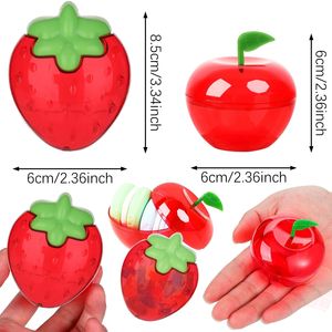 20pcs Mini Strawberry Apple <b>Plastic</b> Candy <b>Jars</b> Lid Red Bulk Back School Candy Holder Birthday Wedding Teacher Party Favors Model - Product Image 2