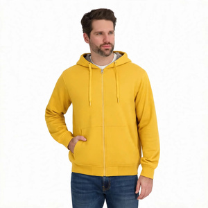 Yellow Full Zip Hoodie <b>Men</b> Sherpa <b>Lined</b> Winter <b>Jacket</b> Casual <b>Fleece</b> Heavyweight Outerwear Warm Sweatshirt Activewear Apparel - Product Image 1