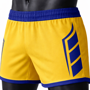 Conjunto de Camiseta y Pantalones Cortos de Fútbol Sublimados en Amarillo y Azul para Hombre, Cuello en V, Absorbe la Humedad, Ajuste Atlético, para Todas las Temporadas, 100% Poliéster, Personalizable - Product Image 5