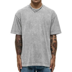 Wholesale Streetwear Apparel Supplier Relaxed Fit <b>Short</b> <b>Sleeve</b> O-Neck Washed Tees 100% Cotton 220 GSM Acid Wash T Shirt Printed - Product Image 1