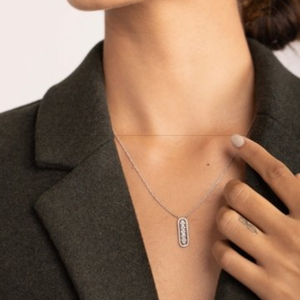 14K White Gold VVS Diamond Bar Necklace IGI Certified - Product Image 5