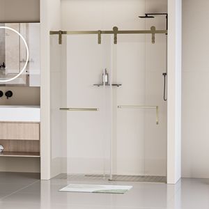 60 \ "W X 76 \" H Oro sin marco 24D211-60G-COMBO Puerta de ducha Deslizante individual 5/16 \ "(8mm) Vidrio templado transparente a prueba de explosiones - Product Image 6