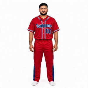 Conjunto de Uniforme de Béisbol para Hombres, Jóvenes y Adultos con Material Transpirable, Colores Personalizados del Equipo, Jersey con Botones y Pantalones a Juego con Costuras - Product Image 1