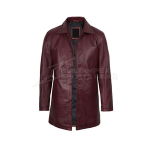 Leather <b>Long</b> <b>Coat</b> <b>Men</b> Full Length Button Front <b>Long</b> Sleeve Modern Eco-Friendly Breathable Trench Outerwear Casual Daily Fashion - Product Image 4