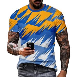 100% Cotton Printed Pattern New Trend Casual Versatile Personality Men 3D Printed T-shirt Fashion <b>Abstract</b> Pattern Round - Product Image 1