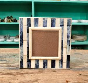 SOFIYA CRAFT Cadre photo rectangulaire moderne fait main en os incrusté, motif géométrique noir, impression couleur, décoration de table verticale - Product Image 3