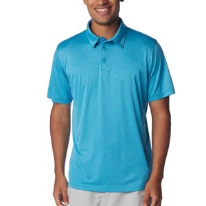 Polo à manches courtes pour homme, couleur unie, tricoté, 100% polyester, vêtements décontractés, bleu - Product Image 1