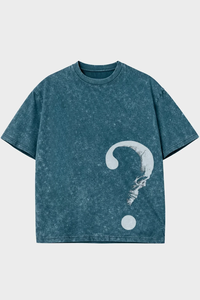 Camiseta Oversize de Algodón para Hombre con Estampado de Calavera y Signo de Interrogación, Estilo Urbano, Cuello Redondo, Manga Corta, Ajuste Jersey - Product Image 3