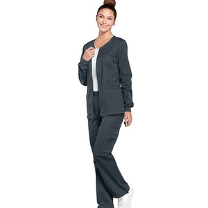 Blouse médicale personnalisée en tissu extensible avec fermeture éclair sur le devant, idéale pour l'automne et l'hiver, pour les infirmières et le personnel soignant. - Product Image 5