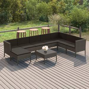 Conjunto de Muebles de Jardín de Ratán PE Gris con Acero con Recubrimiento en Polvo, Producto de Poliéster Duradero para Uso en Exteriores - Product Image 1