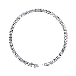 Pulsera de tenis de oro rosa con moissanita de corte brillante redondo, engaste de doble fila en canal, joyería clásica de boda para mujer - Product Image 4