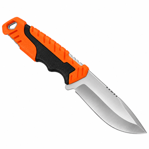 Couteaux de chasse à lame fixe orange, noir et argent, petits, avec poignée ergonomique antidérapante, lame en acier tranchante, étui de protection, pour l'extérieur - Product Image 5
