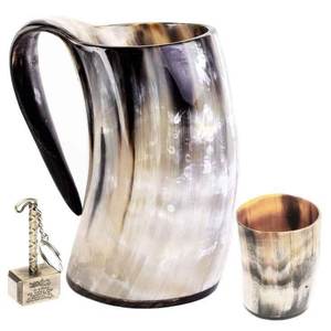 Jarra de Cerveza Hecha a Mano de Cuerno de Búfalo Ecológico de la Mejor Calidad, Taza Vikinga de Cuerno para Beber de la India, Logotipo Grabado Personalizado, Amor por los Animales - Product Image 3