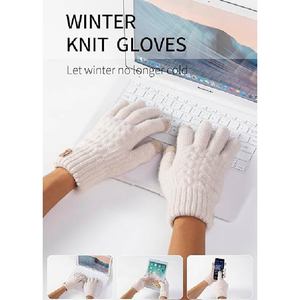 Gants d'hiver personnalisés en tricot torsadé, compatibles écran tactile, doux, extensibles, thermiques, pour femmes et hommes, unisexes, en acrylique, pour l'extérieur - Product Image 4