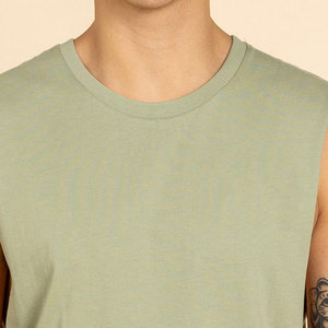 เสื้อกล้ามโพลีเอสเตอร์ผสมอีลาสเทน ระบายอากาศได้ดี สำหรับผู้ชาย สไตล์วินเทจ ถักแบบเรียบ ไม่มีโลโก้ ทรงหลวม ใส่สบายช่วงฤดูร้อน แขนเสื้อทรงหลวม - Product Image 4