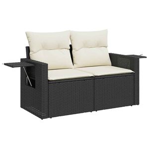 Ensemble de canapés de jardin en rotin PE noir avec pieds réglables, confortable et élégant, mobilier d'extérieur - Product Image 5