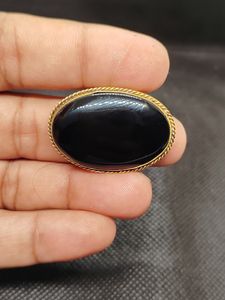 Nouvel arrivage : Onyx noir, cabochon rainuré en laiton, magnifique pierre précieuse de guérison en cristal pour bijoux, pendentifs et breloques tendance - Product Image 5