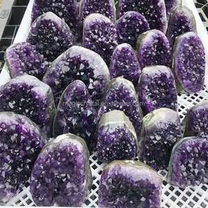 En gros, Grappe de cristaux d'améthyste naturelle, géode, pierre irrégulière violet foncé, agate Ruhi polie, Gujarat, pour décoration intérieure et pendule - Product Image 3