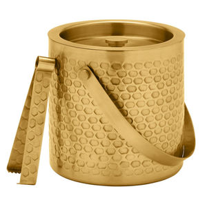Double-Wall Insulated Stainless Steel Ice Bucket With Lid And Tongs Gold Hammered Metal Ice <b>Container</b> For Cocktail Bar Champagne - Product Image 1