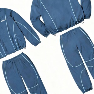 Ensemble de survêtement bleu unisexe Nobilis, veste à fermeture éclair à manches longues avec poches latérales, design sportif, coupe régulière, vêtements d'automne - Product Image 2