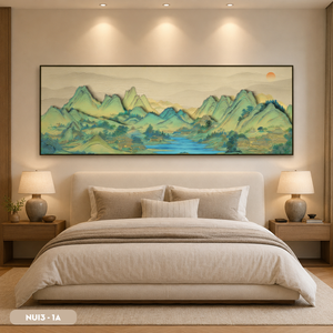 Peinture murale de paysage en soie de haute qualité, œuvre d'art élégante faite à la main, décoration intérieure, OEM ODM, usine du Vietnam - Product Image 6