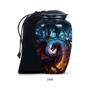 Urne funéraire Dragon pour cendres d'adultes, grande urne de crémation verte pour hommes et femmes, urne décorative pour cendres d'adultes masculins - Product Image 3