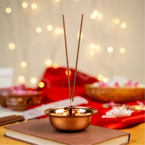 Porte-encens élégant finition or rose/cuivre - Brûleur de parfum minimaliste pour la maison - Cendrier de haute qualité pour spa et hôtel - Product Image 1