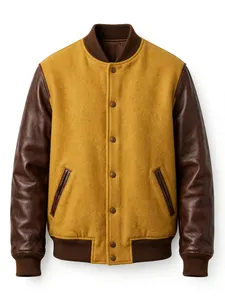 Chaqueta Varsity de Béisbol Personalizada para Hombre, Fabricada a Medida, en Cuero Azul con Detalles Blancos, Estilo Clásico, Totalmente OEM - Product Image 4