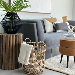 Handwoven Water Hyacinth <b>Storage</b> <b>Basket</b> Open Weave <b>Wicker</b> Organizer Tall Rope <b>Basket</b> for Home Decor - Product Image 2