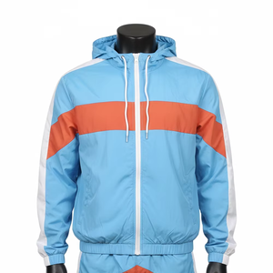 2026 Men’s Color Block Hooded Windbreaker <b>Shorts</b> Set Lightweight Nylon Zip Up Tracksuit Casual Running <b>Jacket</b> And <b>Short</b> - Product Image 2