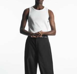 Débardeur décontracté en coton côtelé respirant à col en V, coupe ajustée, 100 % personnalisable, service OEM, logo personnalisé pour hommes, vente en gros - Product Image 6