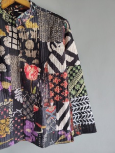 Women's Quilted <b>Patchwork</b> <b>Jacket</b> Mandarin Collar Full Sleeves Regular Lengths Autumn Style Eco-Friendly Breathable Cotton Covere - Product Image 3