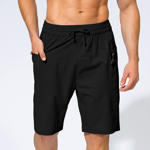 Pantalones cortos Bermuda con cintura con cordón y bolsillos con cremallera para hombre, trajes de baño negros sólidos de secado rápido para hombre en oferta con MOQ bajo - Product Image 3