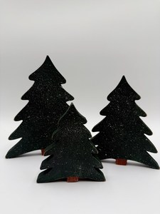 <b>Wooden</b> <b>Christmas</b> <b>Tree</b> Decor Set 3 Pcs Tabletop Holiday Decoration Traditional Green Pine Shape Winter Theme Decorative Objects - Product Image 2