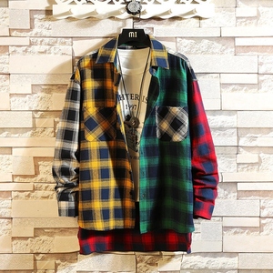 Camisa de Franela Personalizada para Hombre, Manga Larga, Estilo Nova, Casual, Hip Hop, en Amarillo, Blanco y Negro, Antiarrugas, Tejido Twill, para Otoño - Product Image 3