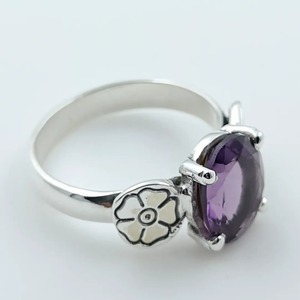 Amethyst <b>Ring</b> Handmade Sterling Silver Bezel Setting Natural Purple Oval Shape Gemstone <b>Boho</b> Jewelry February Birthstone Gift - Product Image 6