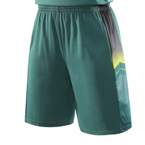 Conjunto de Uniforme de Baloncesto Sublimado Personalizado, Unisex para Adultos, Color Verde Degradado, Camiseta sin Mangas con Cintura Elástica que Absorbe la Humedad y Pantalones Cortos - Product Image 3