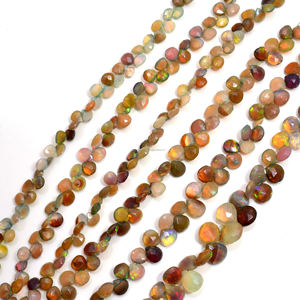 Cuentas de Ópalo Etíope Natural Facetadas en Forma de Corazón, Hechas a Mano, de Primera Calidad, para la Elaboración de Joyería, Pulseras y Collares en Lotes - Product Image 1