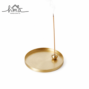 Moderno Porta Incienso de Latón, Bandeja Redonda Hecha a Mano, Portavelas Decorativo para el Hogar, Oficina, Decoración de Meditación - Product Image 1