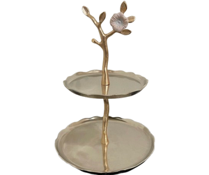 New Two Tier Silver Cake <b>Stand</b> Handle Elegant Metal Eco-Friendly Non-Toxic Dessert Display Tray Parties Weddings Home Decor Food - Product Image 5
