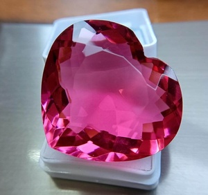 Turmalina Rubelita Rosa, Corte Corazón, Piedra Preciosa Suelta Certificada, Piedra Natural para Joyería - Product Image 3