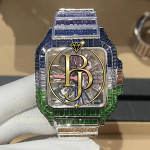 นาฬิกา BRIVA JEWELS รุ่น BJ005 ระบบไขลานอัตโนมัติ ดีไซน์โครงกระดูก ประดับเพชรโมอิสซาไนต์ ตัวเรือนสแตนเลสสตีล สำหรับผู้ชาย ขนาด 41 มม. หน้าปัดอนาล็อก โชว์กลไก - Product Image 1
