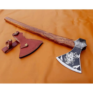 Burraq 19" 4 1/2in Custom Handmade Carbon Steel Tomahawk <b>Axe</b> Rosewood Handle Leather Hunting <b>Camping</b> DIY Industrial Outdoor - Product Image 4